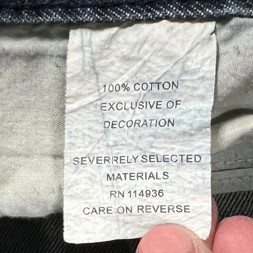 Flypaper‎ Jeans Mens 38x32 Blue Distressed Bootcut Denim Whiskered Green Thread